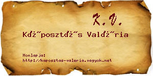 Káposztás Valéria névjegykártya